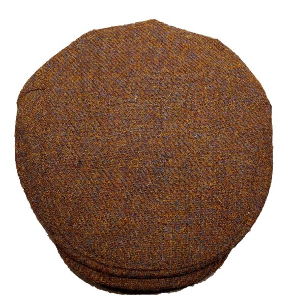 Hartside HS14 Scottish Highland Harris Tweed® Flat Cap in BROWN MIX -PICK SIZE - Picture 8 of 9